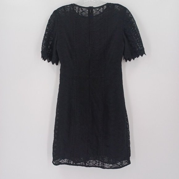 NANETTE LEPORE 2 Black Lace A Line Dress Eyelet Texture Lined Classic Zip Back - Picture 7 of 15